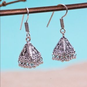Dainty oxidised german silver pyramid jhumki